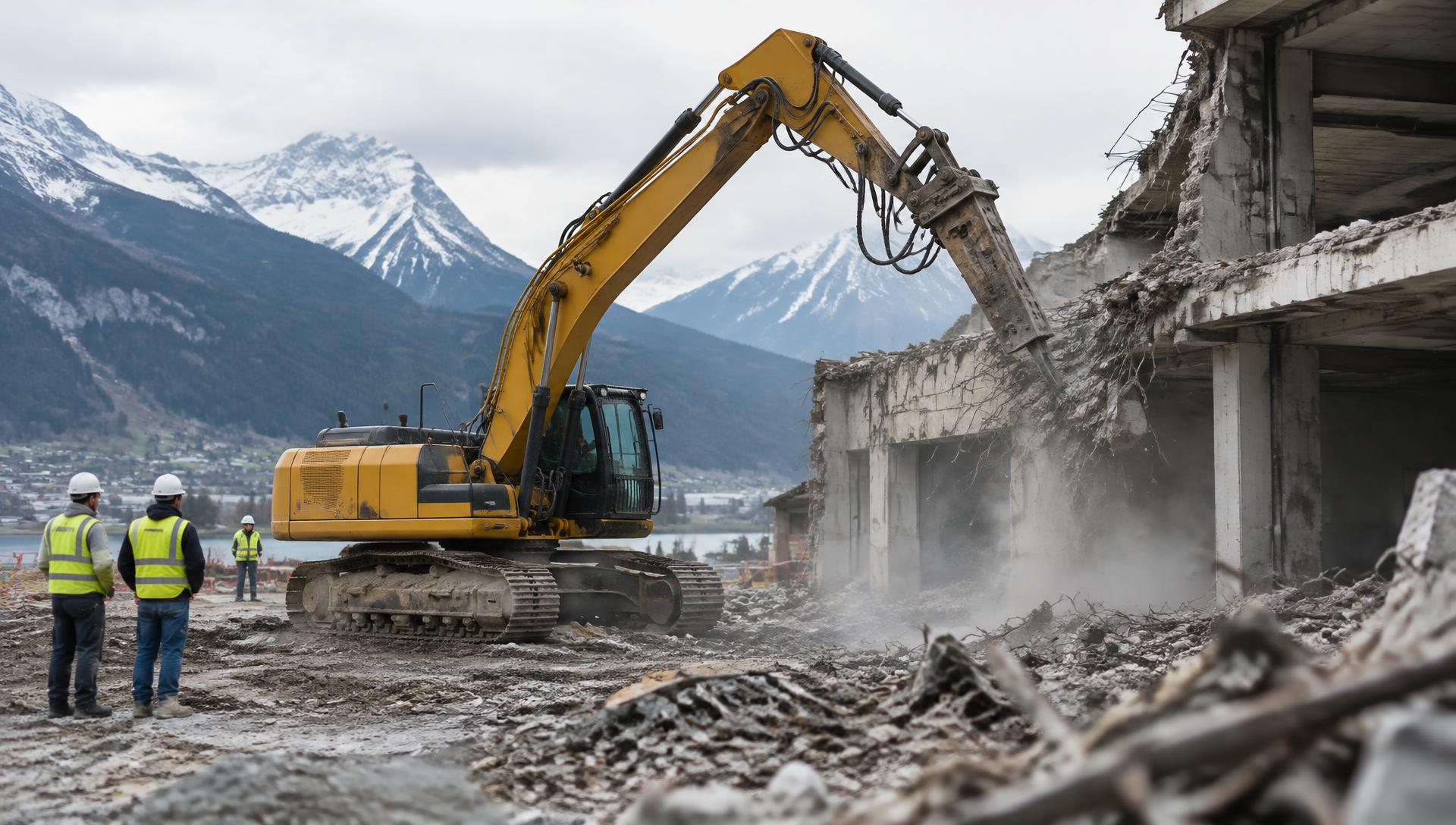 Chantier de construction en cours en Suisse romande